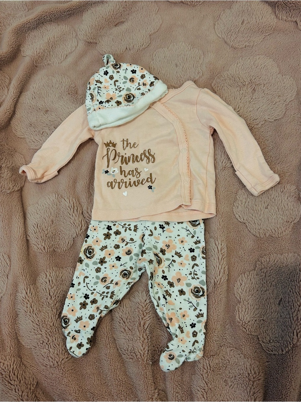 Gerber Peach Floral Baby Pajama Set with Hat